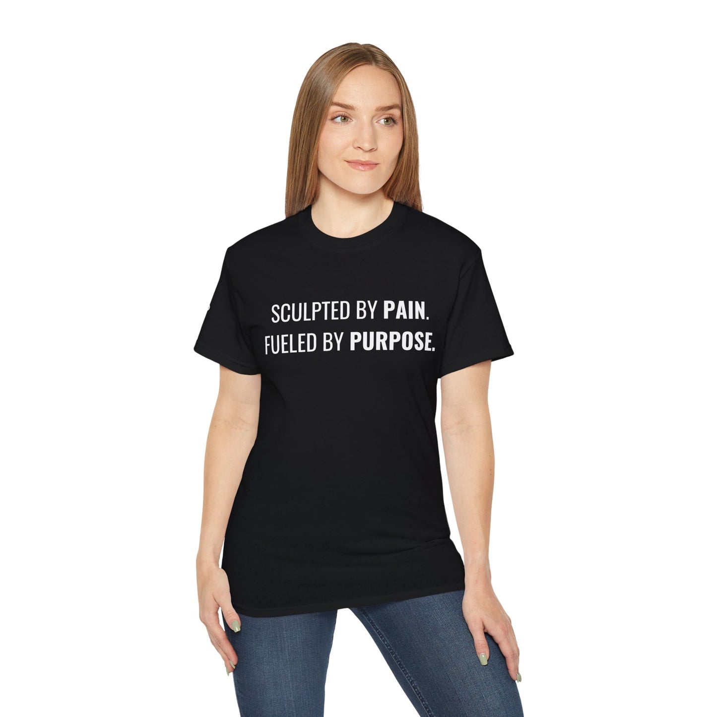 Motivational Tee - Sculpted by Pain, Fueled by Purpose, Inspirational Shirt for Fitness Enthusiasts, Gift for Athletes, Unisex