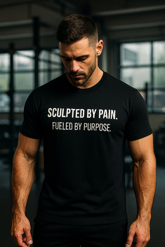 Sculpted by Pain – Fueled by Purpose  bodybuilder T-Shirt